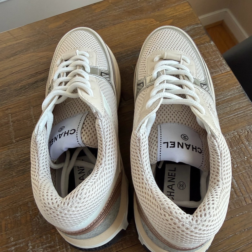 Chanel Women's White,Cream, ivory and silver Sneakers size 39 - Picture 5 of 7